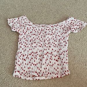 crop white shirt tight with cherry print womens